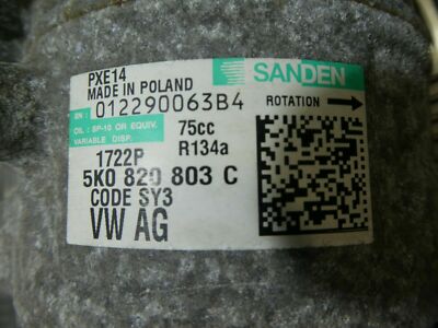 AUDI Q3 2.0 CR TDI Klimakompressor SANDEN 5K0820803C VW SEAT SKODA gebraucht - Original – Produktansicht 4