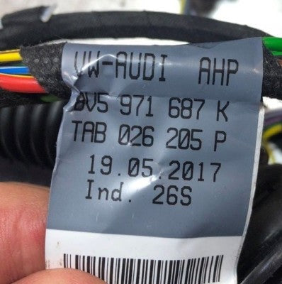 Audi A3 8V 8V1 Original 8V5971687K Tür Kabelbaum Hinten Rechs – Produktansicht 2