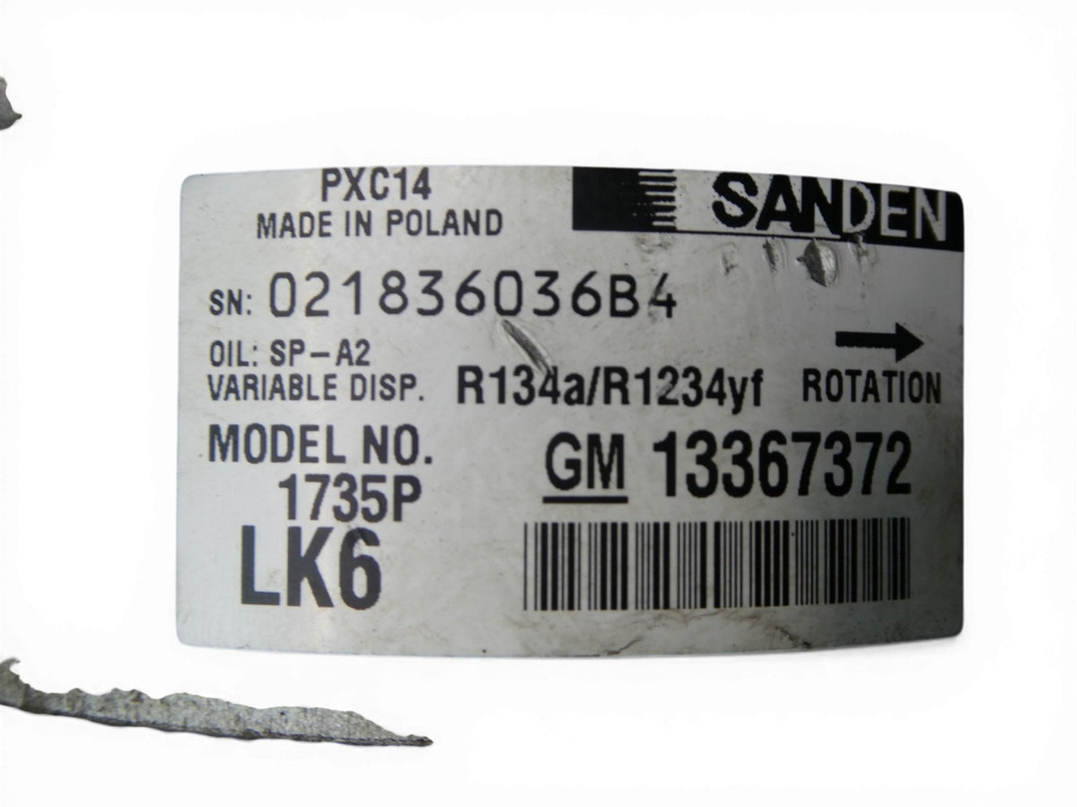 Sanden Klimakompressor PXE14 Opel GM 1735P LK6 R134a R1234yf ORIGINAL gebraucht - 13367372 – Produktansicht 7