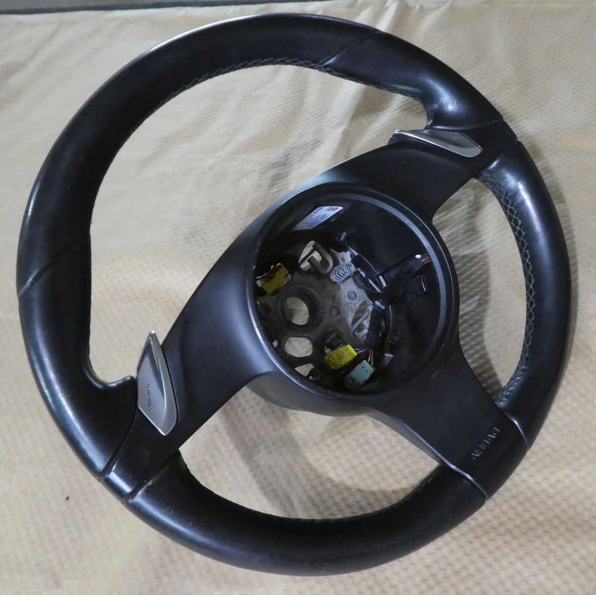 Porsche Panamer 970 Lenkrad Schwarz Leder 7PP419091AB A34 ORIGINAL gebraucht - Lederlenkrad – Produktansicht 4