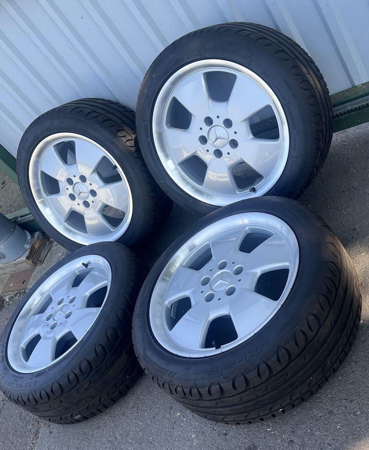 4 x ORIGINAL MERCEDES-BENZ SL R129 ALBALI ALUFELGEN mit Sommereifen gebraucht - 1294011202 – Produktansicht 4