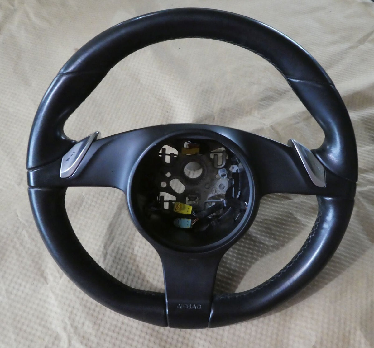 Porsche Panamer 970 Lenkrad Schwarz Leder 7PP419091AB A34 ORIGINAL gebraucht - Lederlenkrad – Produktansicht 2