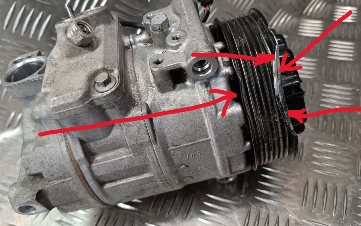 Porsche Cayenne S 92A 7P5820803B 447150-2402 Denso 7SEU17C ORIGINAL gebraucht - Klimakompressor – Produktansicht 3