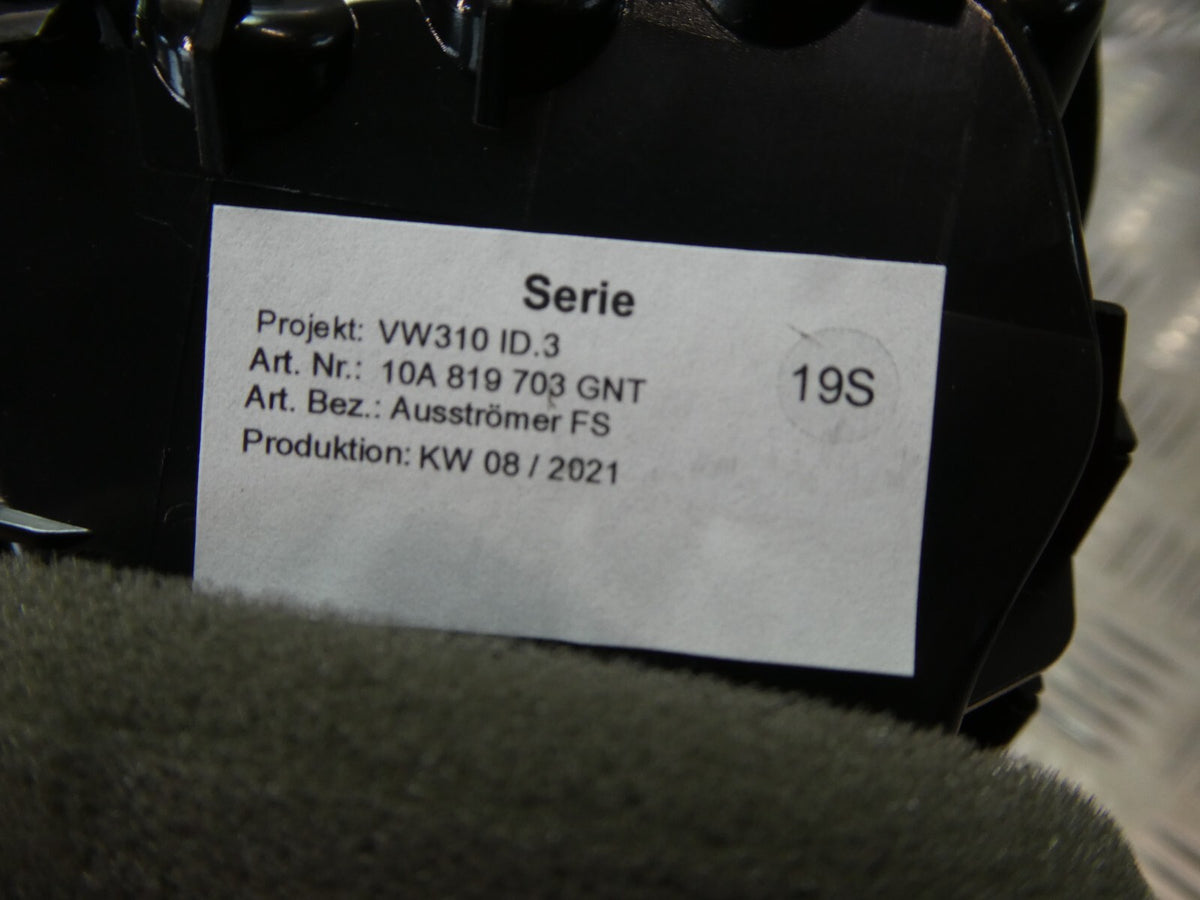 VW ID3 Lüftungsdüse Düse Lüftung links Luft Ausström 10A819703 GNT ORIGINAL gebraucht - Volkswagen – Produktansicht 5