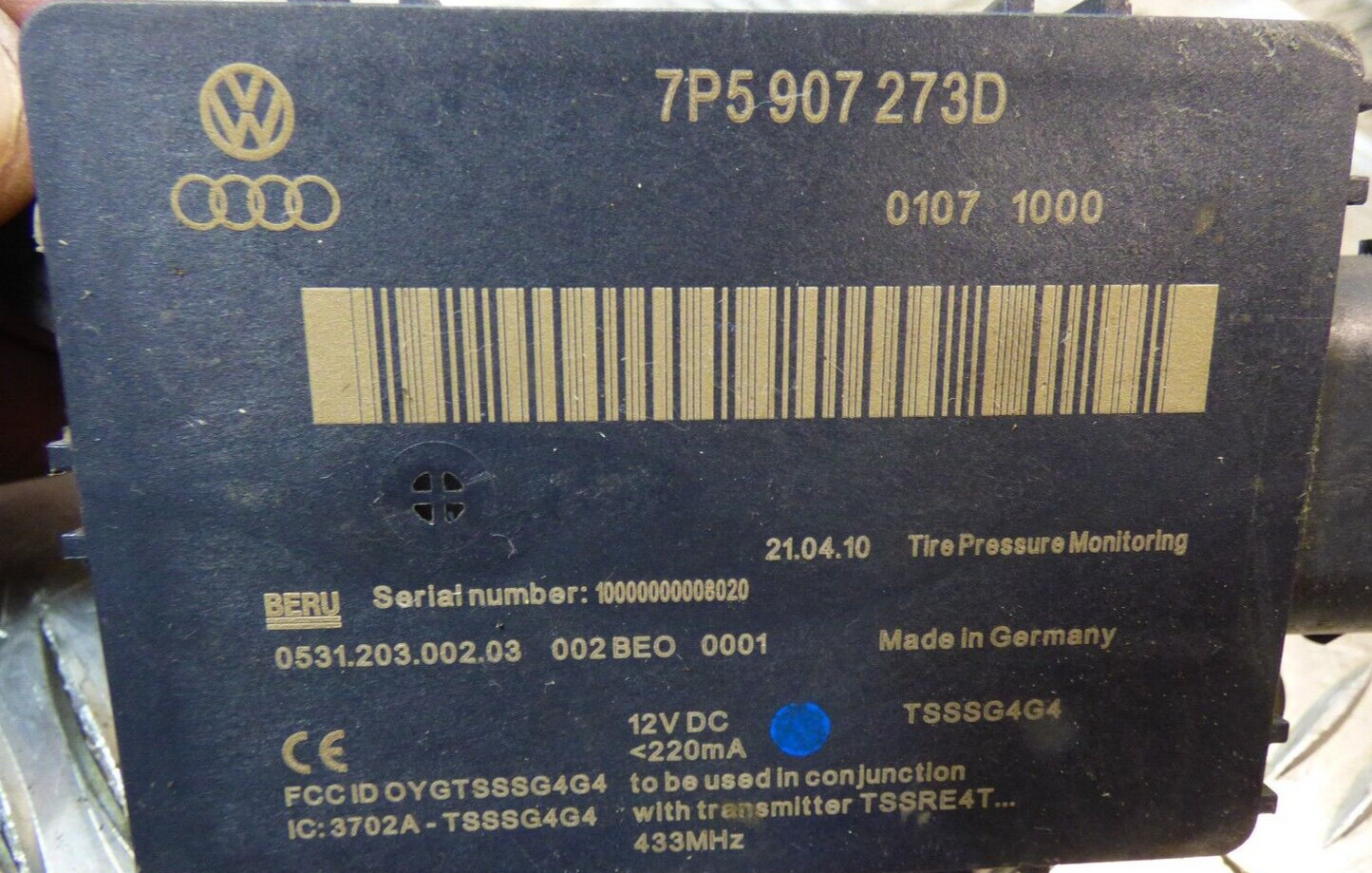 Porsche Cayenne 92A 3.0 S Hybrid Kontroll Steuergerät RDK 7P5907273D ORIGINAL gebraucht - Reifendruck – Produktansicht 2