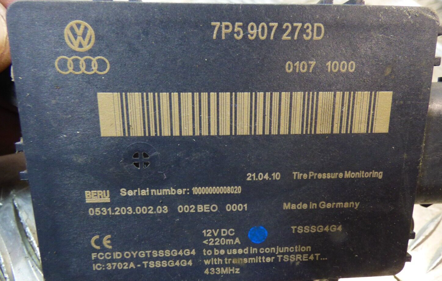 Porsche Cayenne 92A 3.0 S Hybrid Kontroll Steuergerät RDK 7P5907273D ORIGINAL gebraucht - Reifendruck – Produktansicht 2