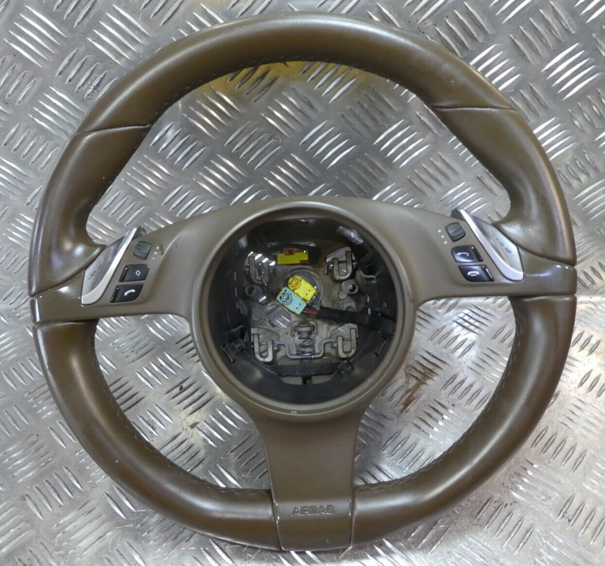 Porsche Cayenne 92A Leder Lenkrad Braun Umbra DE1 ORIGINAL gebraucht - 7PP419091AD – Produktansicht 1